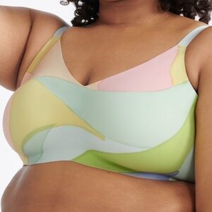 Knix thin strap padded V neck soft petals bra &removable pads Sz-2 (36-A)NWT U11